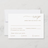 Cartons Réponse Délicat Gold Calligraphy Mariage Option de repas (Devant)