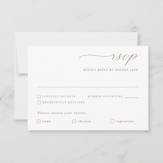 Cartons Réponse Délicat Gold Calligraphy Mariage Option de repas (Devant)