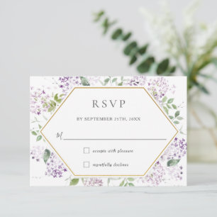 Cartons Réponse Délicat Lilac violet Mariage de verdure fleurie RS