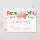 Cartons Réponse Délicat Mariage de pêche florale Répondre avec pla (Devant)