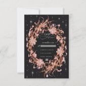 Cartons Réponse Délicat Mariage floral orné noir (Devant)