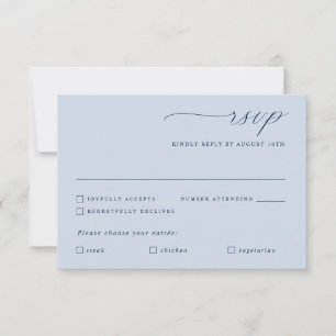 Cartons Réponse Délicat Marine Blue Gold Calligraphy Mariage Repas