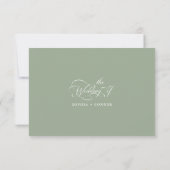 Cartons Réponse Delicate Élégant Mariage Sage Vert (Dos)