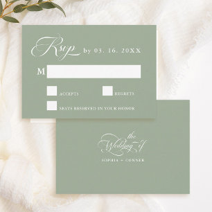 Cartons Réponse Delicate Élégant Mariage Sage Vert