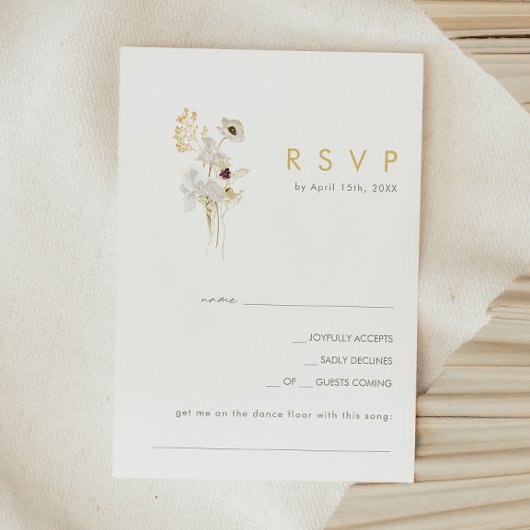 Cartons Réponse Demande de bouquet de Fleur sauvage Whimsical