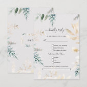 Cartons Réponse Demande de chanson de mariage feuilles dorées de v (Devant / Derrière)