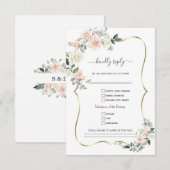 Cartons Réponse Demande de chanson de mariage Fleurs Blanches Roug (Devant / Derrière)