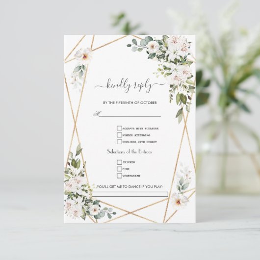 Cartons Réponse Demande de chanson de mariage Lys Impériaux Blancs (Debout devant)