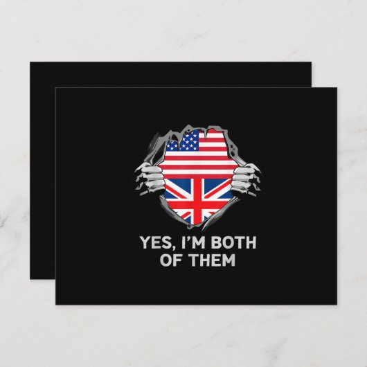 Cartons Réponse Demi-Américain Moitié Anglais USA Angleterre Drape (Devant / Derrière)