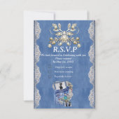 Cartons Réponse Dénim bleu, dentelle, bijoux costume & chatons (Devant)