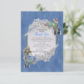 Cartons Réponse Denim bleu, dentelle et Merci de bijoux costume (Debout devant)