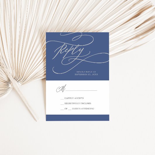 Cartons Réponse Denim Romantique Blue Calligraphie Simple