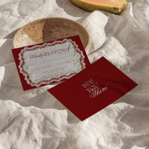 Cartons Réponse Dentelle ancienne de Bourgogne pour mariage rétro 