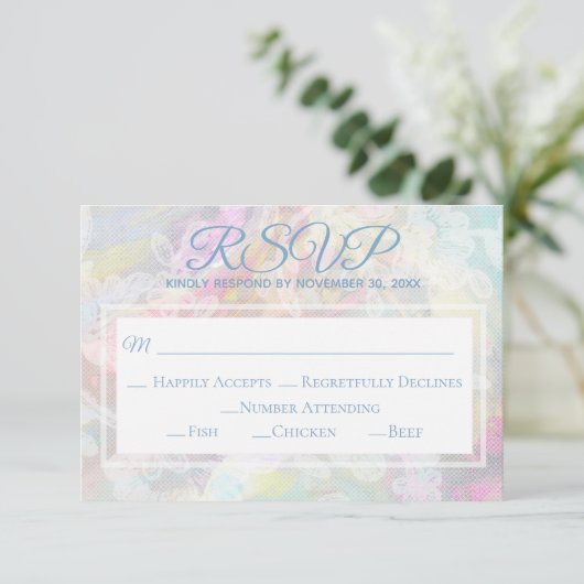 Cartons Réponse *~* Dentelle Blanche Florale Mariage Romantique Vi (Debout devant)