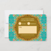 Cartons Réponse Dentelle en satin d'or Turquoise (Dos)