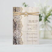 Cartons Réponse Dentelle, fleur de ruban et mariage de bois Répons (Debout devant)