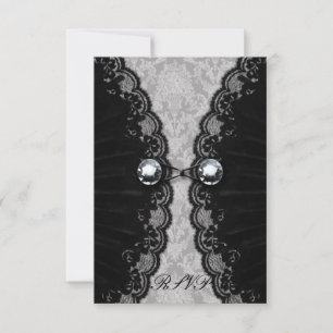 Cartons Réponse Dentelle noire et Diamant Look Goth Mariage