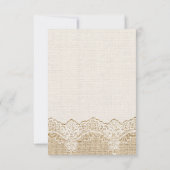 Cartons Réponse Dentelle, ruban et tournesol sur burap mariage RSV (Dos)