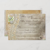 Cartons Réponse Dentelle rustique Perturbé Réception de mariage RS (Devant / Derrière)