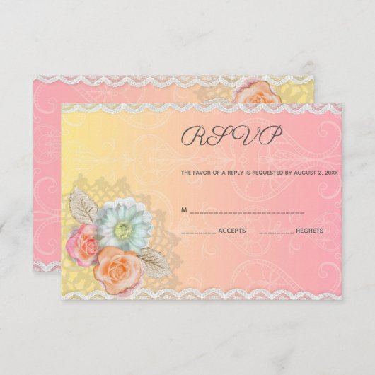 Cartons Réponse Dentelle vintage Et Fleurs (Devant / Derrière)