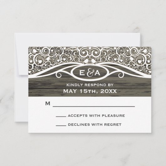Cartons Réponse Dentelles Inséparables Vin Motif R.S.V.P. (Dos)