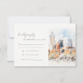 Cartons Réponse Denver Colorado Skyline Watercolor Mariage (Devant)
