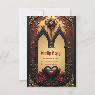 Cartons Réponse Des accents dorés, des roses rouges et un coeur :
