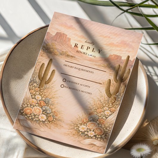 Cartons Réponse Desert Blush Cactus Landscape Wedding