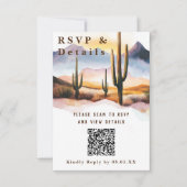 Cartons Réponse Desert Cactus Mariage QR Code Détails (Devant)