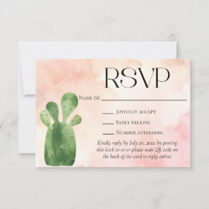 Cartons Réponse Desert Green Cactus Site Mariage QR Code