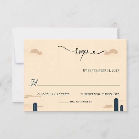 Cartons Réponse Desert Rodeo Retro Horse Rustic Western Mariage (Devant)