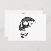 Cartons Réponse Design crâne noir et blanc. (Devant / Derrière)