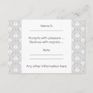 Cartons Réponse Design Damas blanc et gris pastel.