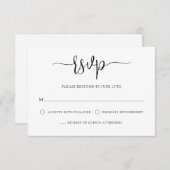 Cartons Réponse Design moderne calligraphie noir blanc Mariage (Devant / Derrière)