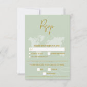 Cartons Réponse Destination Mariage Monde Passport Sage Vert Or (Dos)