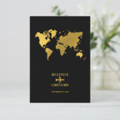 Cartons Réponse Destination Wedding World Passport Black Gold (Debout devant)