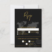 Cartons Réponse Destination Wedding World Passport Black Gold (Dos)