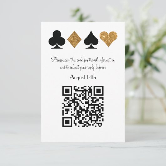 Cartons Réponse Destiny Gold Las Vegas Mariage Code QR Répondre (Debout devant)