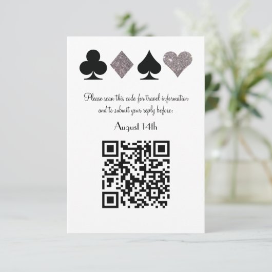 Cartons Réponse Destiny Silver Las Vegas Mariage Code QR Répondre (Debout devant)