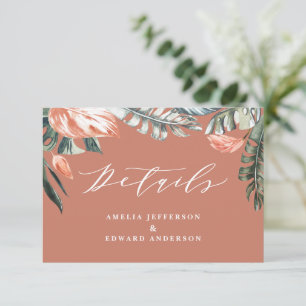 Cartons Réponse détail de mariage de feuillage de feuille tropical