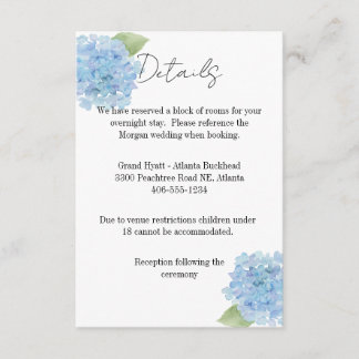 Cartons Réponse Details Card Wedding Hydrangea