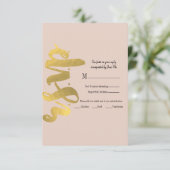 Cartons Réponse Détails de mariage beige or moderne brillant faux- (Debout devant)