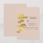 Cartons Réponse Détails de mariage beige or moderne brillant faux- (Devant / Derrière)