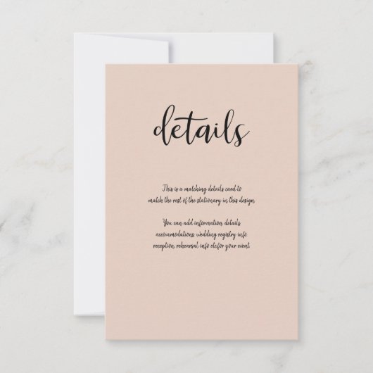 Cartons Réponse Détails de mariage dorés modernes rose beige (Devant)