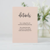 Cartons Réponse Détails de mariage dorés modernes rose beige (Debout devant)