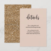 Cartons Réponse Détails de mariage dorés modernes rose beige (Devant / Derrière)