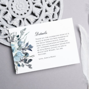 Cartons Réponse Détails de mariage floral aquarelle bleu élégant