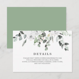 Cartons Réponse Détails de mariage floral de roses blanches et de 