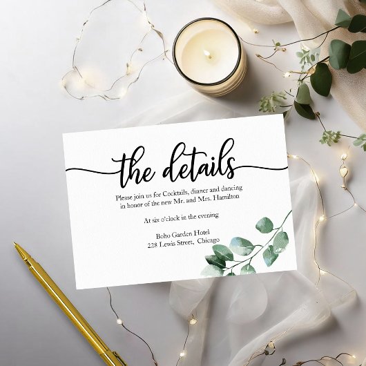Cartons Réponse Détails de mariage Verdure Eucalyptus 