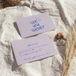 Cartons Réponse Détails du Mariage coloré rétro original écrit à l<br><div class="desc">Une simple et élégante calligraphie rose et bleu rétro carte rsvp mariage. Cela a un vintage arrière - plan moderne violet clair avec écriture bleue manuscrite. Minimaliste et chic avec des lettres audacieuses et rétro. Il est entièrement modifiable en cliquant sur le bouton Personnaliser.</div>